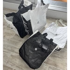Lululemon Large Shopping Bags Lot Of 4 Black White Reusable